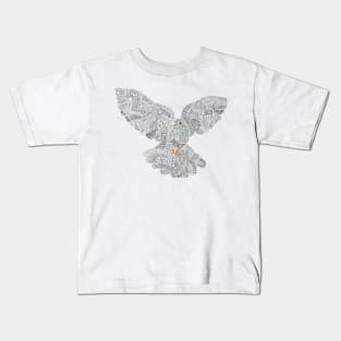 Typographic Peace Dove (white) Kids T-Shirt